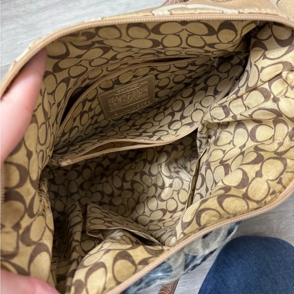 Coach Signature Brown and Tan Tote